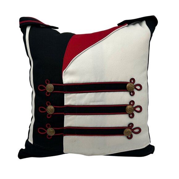 17” Custom Nutcracker Pillow With Brass Buttons & Zipper Closure - Picture 1 of 7